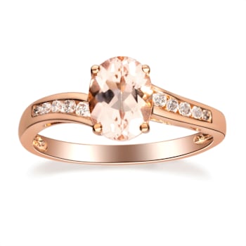 Gin & Grace 10K Rose Gold Morganite and Diamond Ring