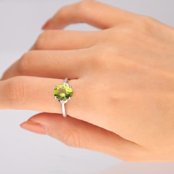 Gin & Grace 10K White Gold Genuine Peridot With Natural Diamond (I1)
Statement Ring