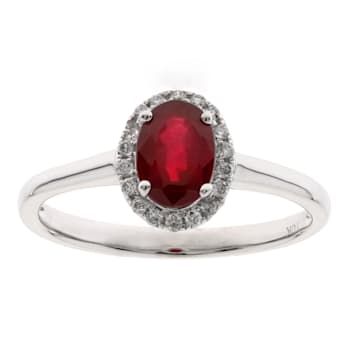 Gin and Grace 10K White Gold Ruby Ring with Diamonds