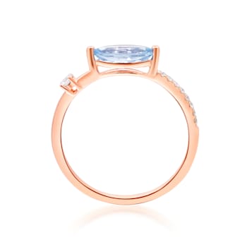 Gin and Grace 14K Rose Gold Aquamarine Ring with Diamonds