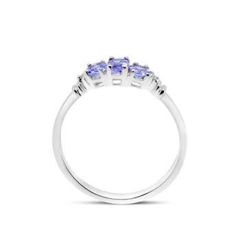 Gin & Grace 14k White Gold 3 Stone Genuine Tanzanite With Natural
Diamond (I1) Statement Ring