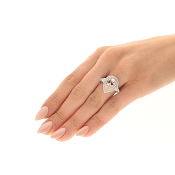 Gin & Grace 14K Two-Tone Gold Real Diamond Ring (I1) with Genuine Morganite