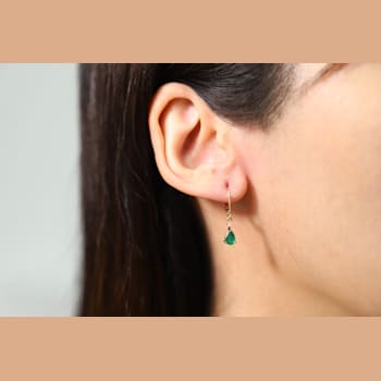 Gin and Grace14K Yellow Gold Natural Zambian Emerald Earrings with Real Diamonds