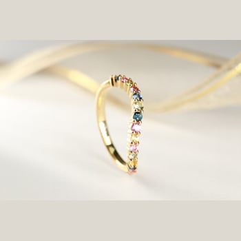 Gin & Grace 18K Yellow Gold Ring with Natural Multi Sapphire