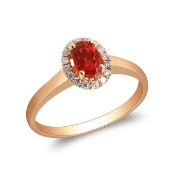 Gin & Grace 14K Rose Gold Real Diamond Anniversary Ring (I1) with
Natural Fire Opal