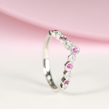 Gin & Grace 14K White Gold Real Diamond Ring (I1) with Genuine Hot
Pink Ruby