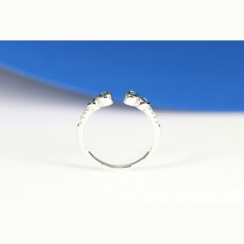 Gin & Grace 18K White Gold Real Diamond Ring (I1) with Natural Blue Sapphire