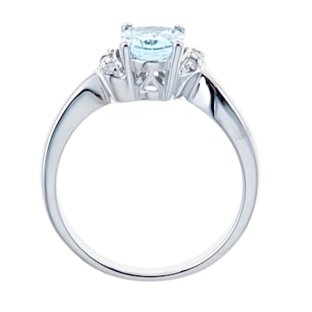 Gin & Grace 925 Sterling Silver Aquamarine Ring with Diamond