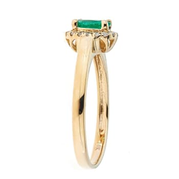 Gin and Grace 10K Yellow Gold Zambian Emerald Ring with Diamonds