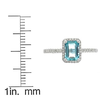 Gin & Grace 14K White Gold Aquamarine Ring with Diamond
