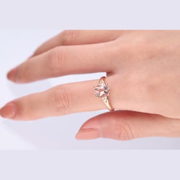 Gin & Grace 10K Rose Gold Real Diamond Ring (I1) with Genuine Morganite