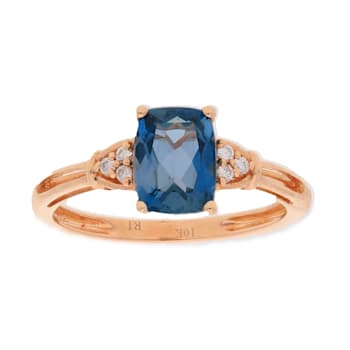 Gin & Grace 10K Rose Gold Real Diamond Anniversary Ring (I1) with
Natural London Blue Topaz