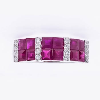 Gin and Grace 18K White Gold Ruby Ring with Diamonds