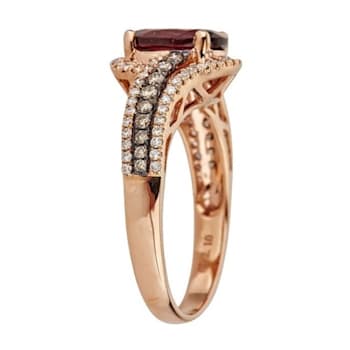 Gin and Grace 10K Rose Gold Natural Rhodolite Ring with Real Diamonds
