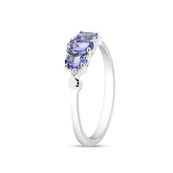 Gin & Grace 14k White Gold 3 Stone Genuine Tanzanite With Natural
Diamond (I1) Statement Ring