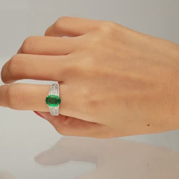Gin & Grace 18K White Gold Emerald and Diamond Ring