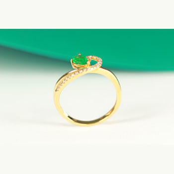 Gin & Grace 14K Yellow Gold Natural Emerald and Diamond Ring