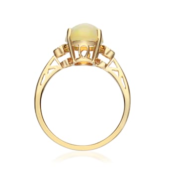 Gin & Grace 10K Yellow Gold Natural Ethiopian Opal & Real
Diamond (I1) Statement Ring