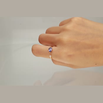 Gin & Grace 14K Yellow Gold Real Diamond Ring (I1) with Genuine Tanzanite