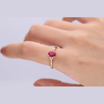 Gin & Grace 10K Yellow Gold Ruby and Diamond Promise Ring