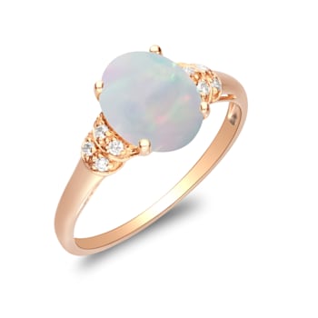 Gin & Grace 14K Rose Gold Natural Opal & Real Diamond (I1)
Statement Ring