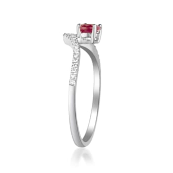 Gin & Grace 14K Yellow Gold Genuine Ruby and Real Diamond (I1) Ring