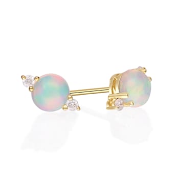 Gin & Grace 10K Yellow Gold Genuine Ethiopian Opal and Real Diamond
(I1) Earring