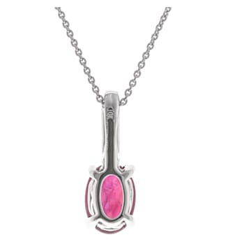 Gin & Grace 10K White Gold Real Diamond(I1-I2) Pendant with Natural Ruby