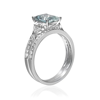 Gin & Grace 14K White Gold Blue Natural Aquamarine With Real Diamond
(I1) Ring