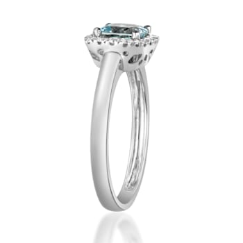 Gin & Grace 14K White Gold Real Diamond Engagement Ring (I1) with
Blue Genuine Aquamarine
