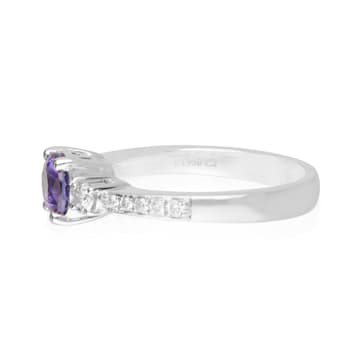 Gin & Grace Platinum 950 Diamond Ring with Purple Sapphire