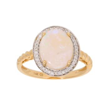 Gin & Grace 14K Yellow Gold Natural Opal & Real Diamond (I1))
Statement Ring