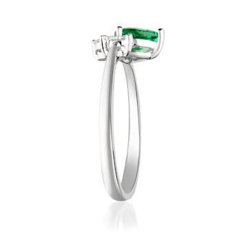 Gin and Grace 14K White Gold Zambian Emerald Ring with Diamonds