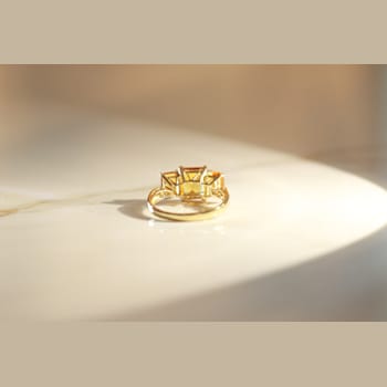 Gin & Grace 14K Yellow Gold Real Diamond Anniversary Ring (I1) with
Natural Citrine 3 Stone