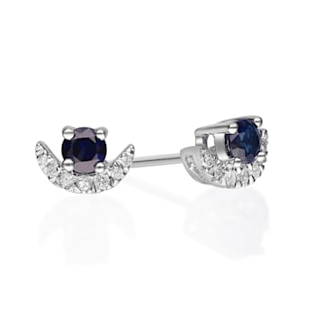 Gin & Grace 10K White Gold Genuine Blue Sapphire and Real Diamond
(I1) Earring