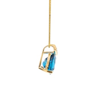 Gin & Grace 14k Yellow Gold Natural Diamond(I1) Pendant Necklace
with Genuine London Blue Topaz