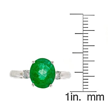 Gin & Grace 14K White Gold Emerald & Diamond Ring