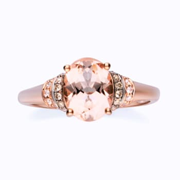 Gin & Grace 10K Rose Gold Real Diamond Ring (I1) with Genuine Morganite