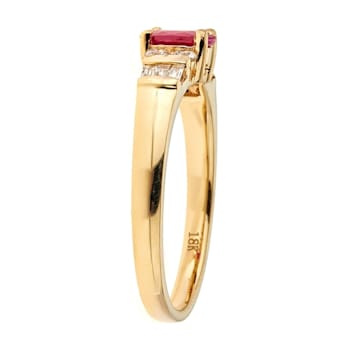 Gin & Grace 18K Yellow Gold Ruby with Diamond Engagement Ring