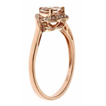 Gin & Grace 10K Rose Gold Real Diamond Ring (I1) with Genuine Morganite