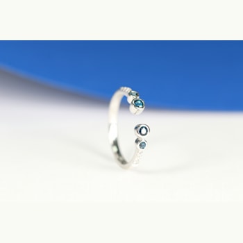 Gin & Grace 18K White Gold Real Diamond Ring (I1) with Natural Blue Sapphire