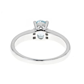 Gin & Grace 925 Sterling Silver Aquamarine with Diamond (I1) Ring