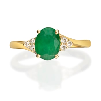 Gin & Grace 10K Yellow Gold Emerald &  Diamond Ring