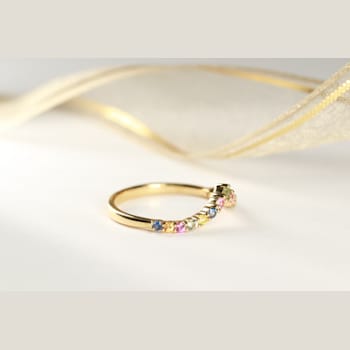 Gin & Grace 18K Yellow Gold Genuine Multi sapphire &
Semi-Precious with Diamond (I1) Ring