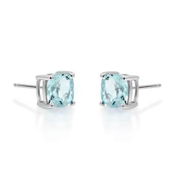 Gin & Grace 14K White Gold Aquamarine Stud Earring