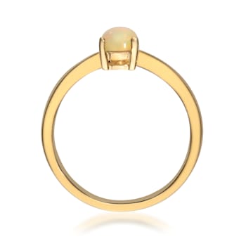Gin & Grace 10K Yellow Gold Real Diamond Anniversary Ring (I1) with
Natural Ethiopian Opal