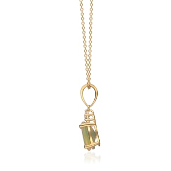 Gin & Grace 10K Yellow Gold Real Diamond(I1) Statement Pendant
Necklace with Natural Opal