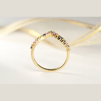 Gin & Grace 18K Yellow Gold Genuine Multi sapphire &
Semi-Precious with Diamond (I1) Ring