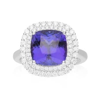 Gin & Grace 18K White Gold Tanzanite With Diamond Ring