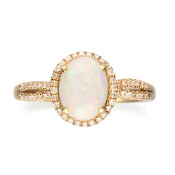 Gin & Grace 14K Yellow Gold Natural Opal Diamond (I1) Twirl Ring